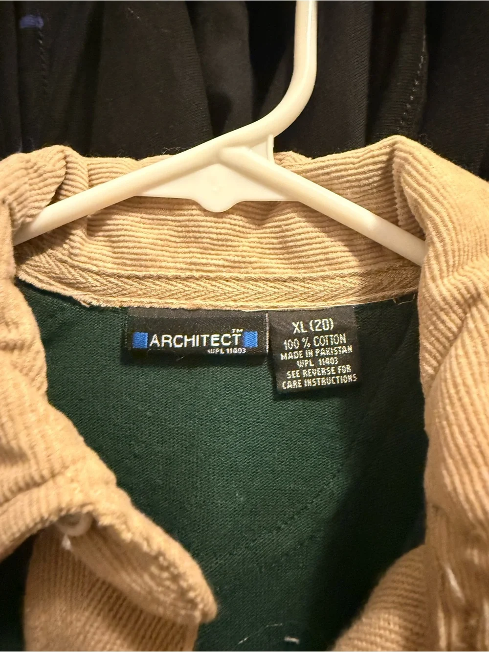 Architect Corduroy-Collar Rugby Polo in Green, Navy and Tan - Picture 3 of 3